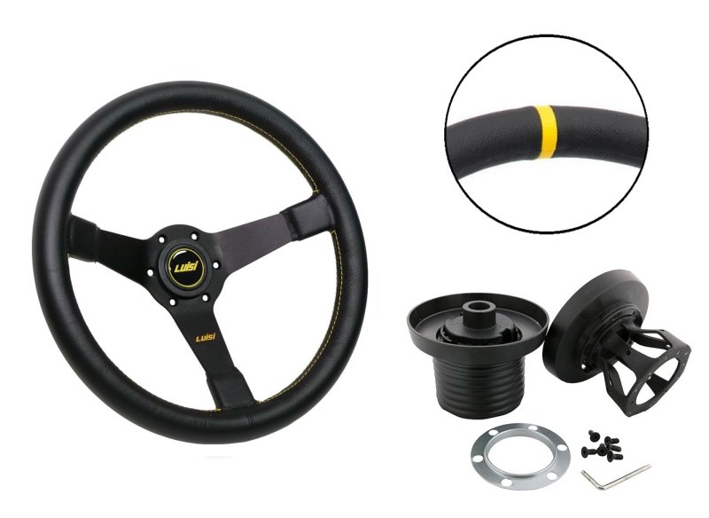 Set Luisi Mirage Sportlenkrad Leder schwarz geschüsselt & Nabe Mercedes-Benz W123  W4204